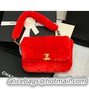 Top Quality Chanel flap bag Shearling Lambskin & Gold-Tone Metal AS2240 red