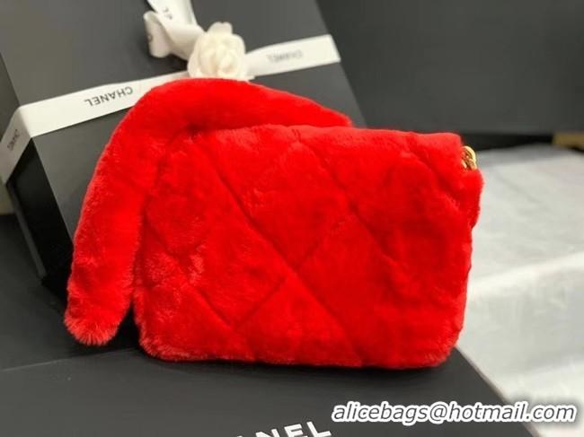 Top Quality Chanel flap bag Shearling Lambskin & Gold-Tone Metal AS2240 red