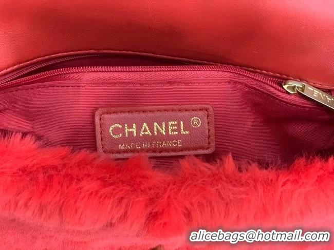 Top Quality Chanel flap bag Shearling Lambskin & Gold-Tone Metal AS2240 red