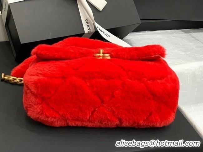 Top Quality Chanel flap bag Shearling Lambskin & Gold-Tone Metal AS2240 red