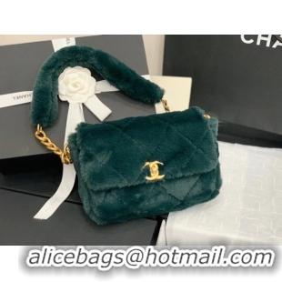 Promotional Chanel flap bag Shearling Lambskin & Gold-Tone Metal AS2240 green