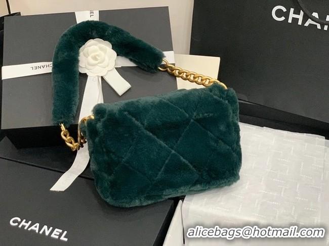 Promotional Chanel flap bag Shearling Lambskin & Gold-Tone Metal AS2240 green