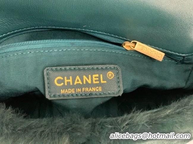 Promotional Chanel flap bag Shearling Lambskin & Gold-Tone Metal AS2240 green