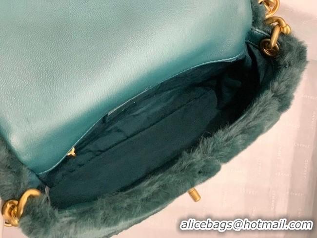 Promotional Chanel flap bag Shearling Lambskin & Gold-Tone Metal AS2240 green