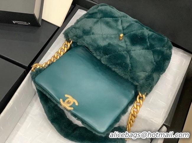 Promotional Chanel flap bag Shearling Lambskin & Gold-Tone Metal AS2240 green