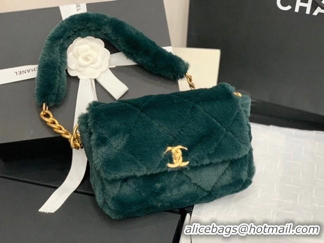 Promotional Chanel flap bag Shearling Lambskin & Gold-Tone Metal AS2240 green