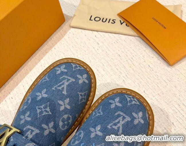 Well Crafted Louis Vuitton LV Cosy Monogram Denim Mules 20928 Light Blue