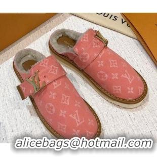 Charming Louis Vuitton LV Cosy Monogram Denim Mules Pink 20931