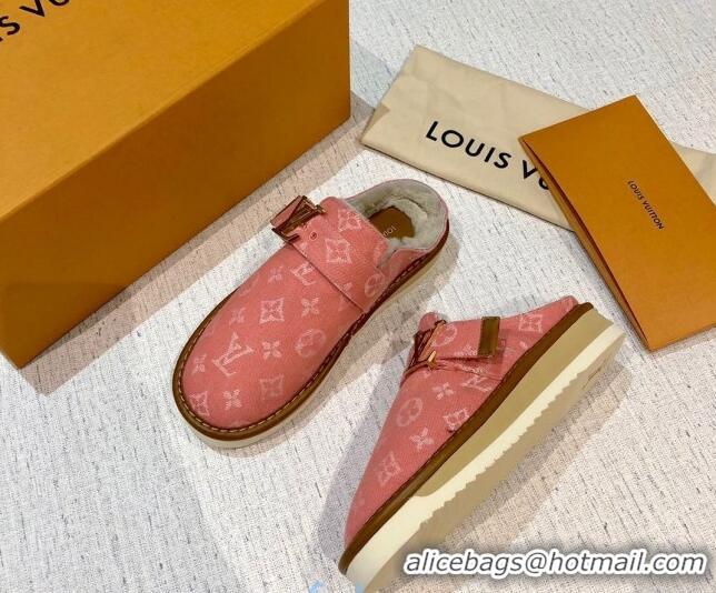 Charming Louis Vuitton LV Cosy Monogram Denim Mules Pink 20931