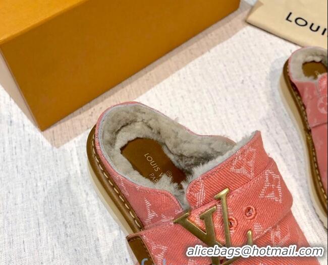 Charming Louis Vuitton LV Cosy Monogram Denim Mules Pink 20931