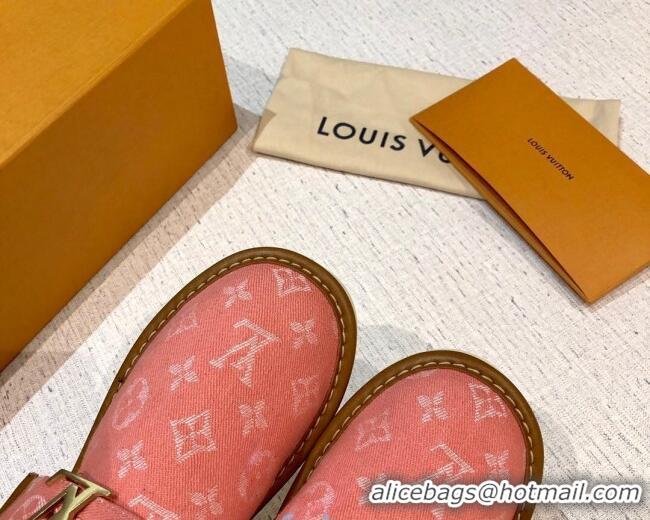 Charming Louis Vuitton LV Cosy Monogram Denim Mules Pink 20931