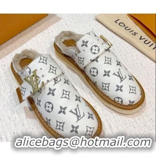 Stylish Louis Vuitton LV Cosy Monogram Canvas Mules 20931 White