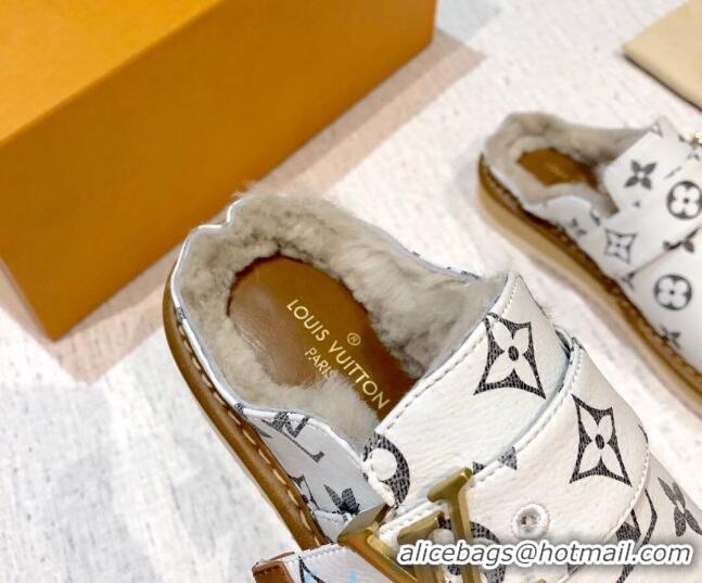 Stylish Louis Vuitton LV Cosy Monogram Canvas Mules 20931 White