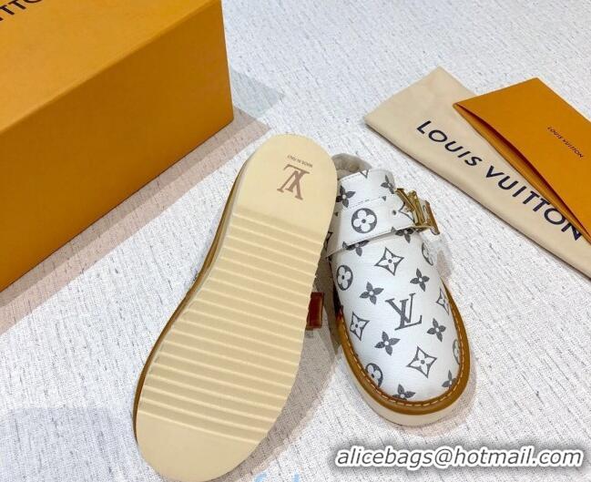 Stylish Louis Vuitton LV Cosy Monogram Canvas Mules 20931 White