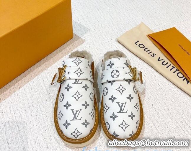 Stylish Louis Vuitton LV Cosy Monogram Canvas Mules 20931 White