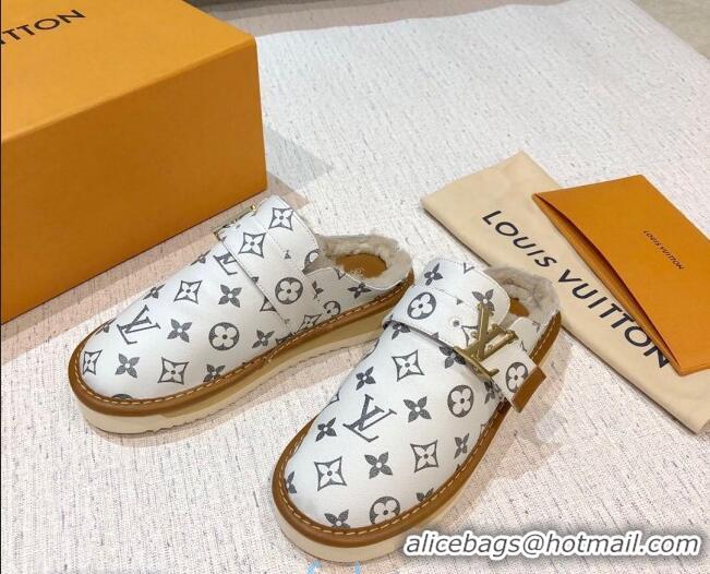 Stylish Louis Vuitton LV Cosy Monogram Canvas Mules 20931 White