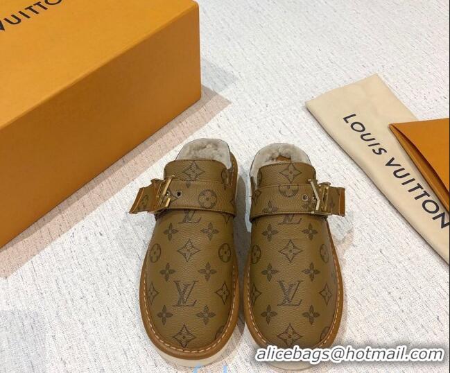 Hot Style Louis Vuitton LV Cosy Monogram Canvas Mules Taupe 20931 Brown