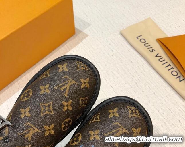 Hot Style Louis Vuitton LV Cosy Monogram Canvas Mules Taupe 20931 Dark Brown