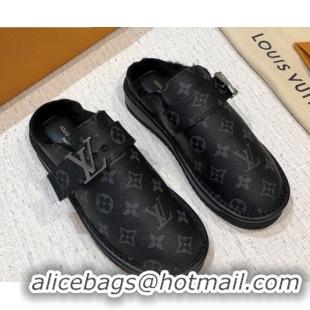 Classic Hot Louis Vuitton LV Cosy Monogram Canvas Mules Taupe 20931 Black