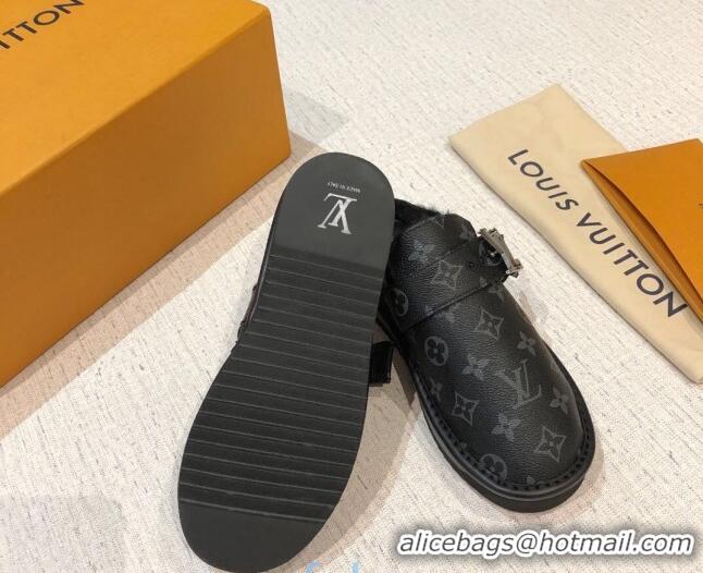 Classic Hot Louis Vuitton LV Cosy Monogram Canvas Mules Taupe 20931 Black