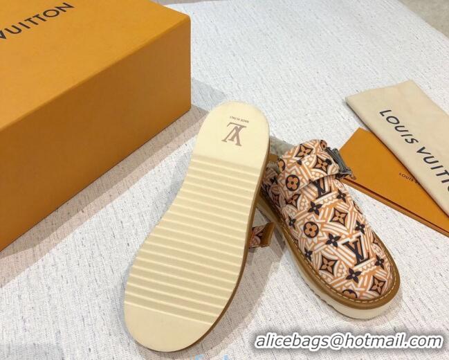 Good Quality Louis Vuitton LV Crafty Cosy Canvas Mules 20931 Caramel Brown