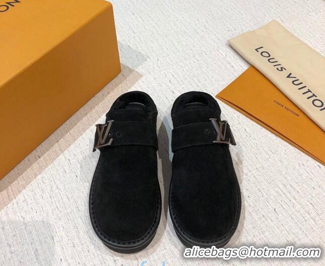 Most Popular Louis Vuitton LV Cosy Suede Mules 20940 Black