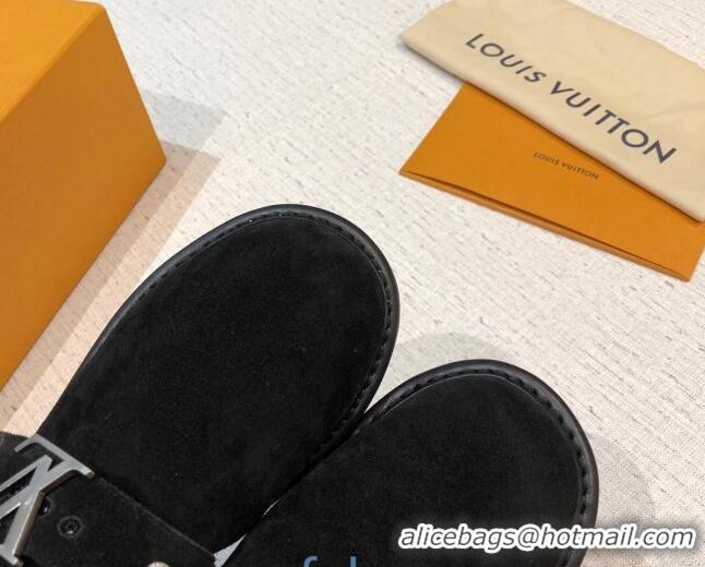 Most Popular Louis Vuitton LV Cosy Suede Mules 20940 Black