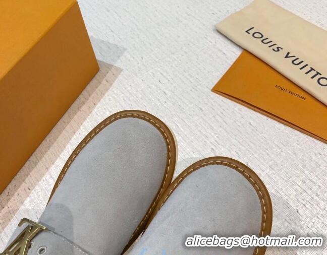 Good Looking  Louis Vuitton LV Cosy Suede Mules 20940 Grey