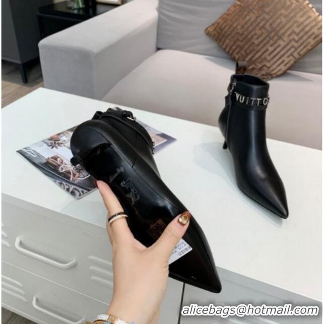 Best Product Louis Vuitton Call Back Leather Signature Strap Short Boots 91015 Black 2020