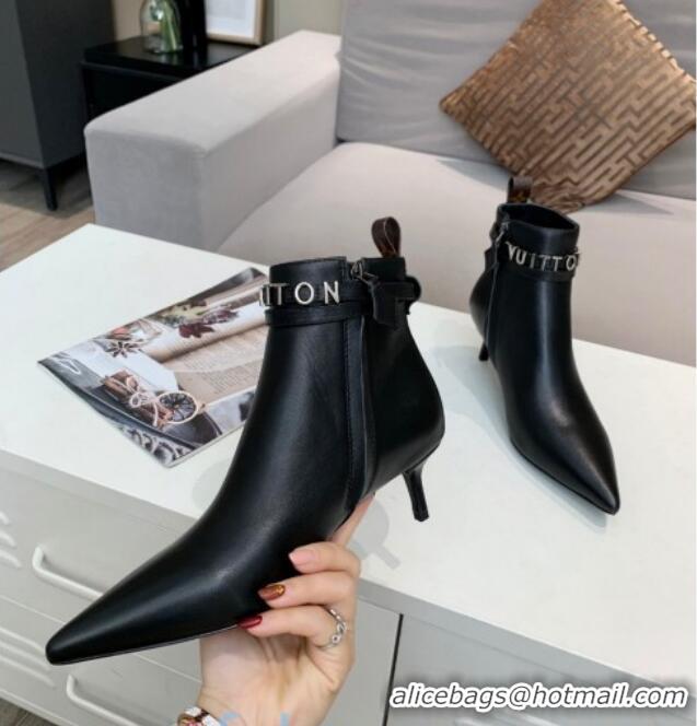 Best Product Louis Vuitton Call Back Leather Signature Strap Short Boots 91015 Black 2020