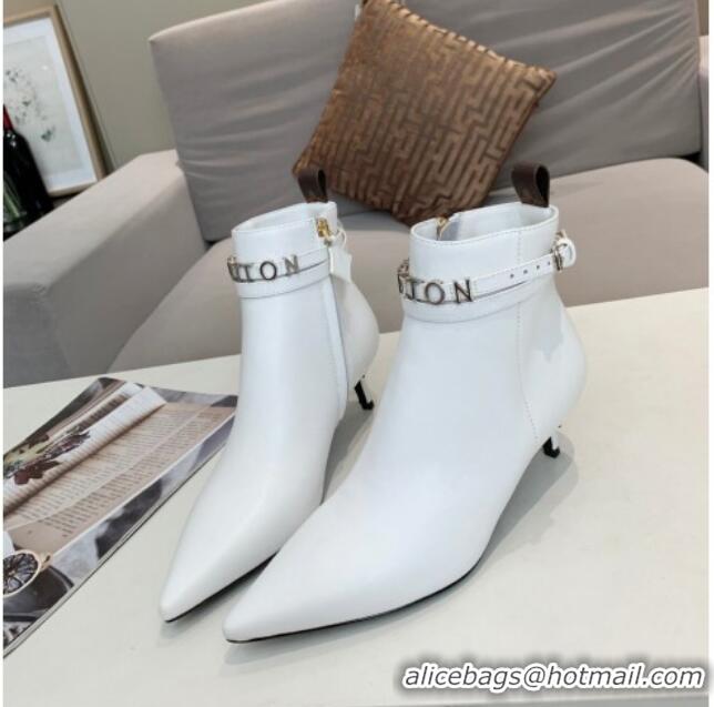 Pretty Style Louis Vuitton Call Back Leather Signature Strap Short Boots 91015 White 2020