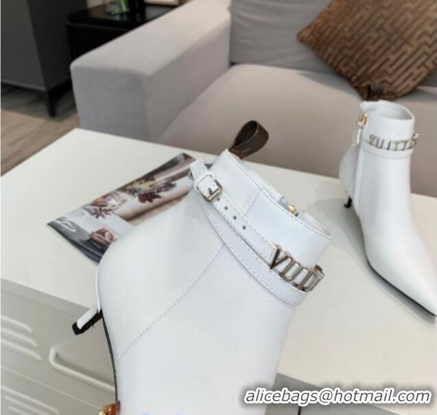 Pretty Style Louis Vuitton Call Back Leather Signature Strap Short Boots 91015 White 2020