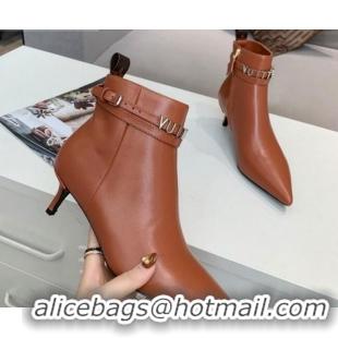 Popular Style Louis Vuitton Call Back Leather Signature Strap Short Boots 91015 Brown 2020