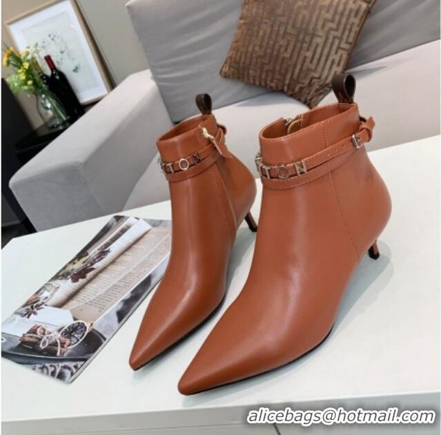 Popular Style Louis Vuitton Call Back Leather Signature Strap Short Boots 91015 Brown 2020