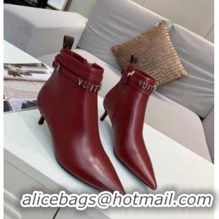 Charming Louis Vuitton Call Back Leather Signature Strap Short Boots 91015 Burgundy 2020