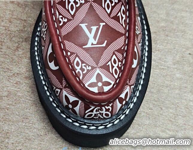 Luxury Louis Vuitton LV Beaubourg Platform Derby Lace-up Loafers in 1854 Monogram Canvas Red 2020