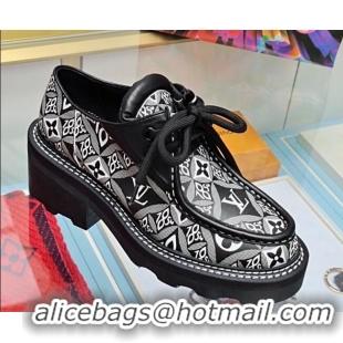 Best Price Louis Vuitton LV Beaubourg Platform Derby Lace-up Loafers in 1854 Monogram Canvas Black 2020