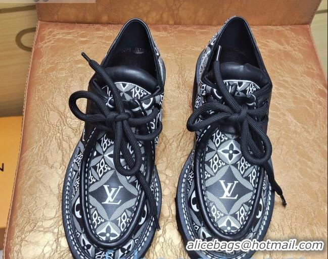 Best Price Louis Vuitton LV Beaubourg Platform Derby Lace-up Loafers in 1854 Monogram Canvas Black 2020