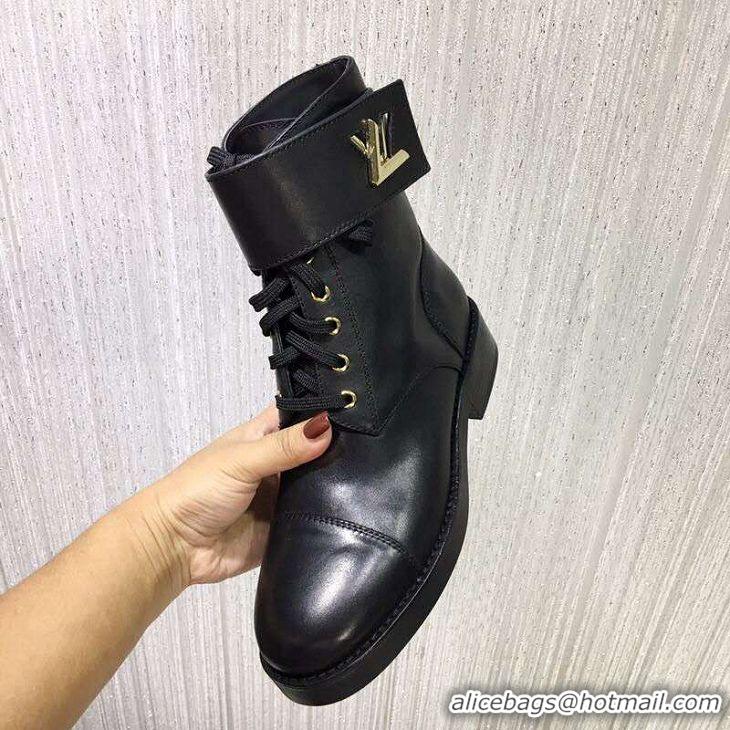 High Quality Louis Vuitton Calfskin Embroidered LV Side Ankle Boots 9100 Black 2020