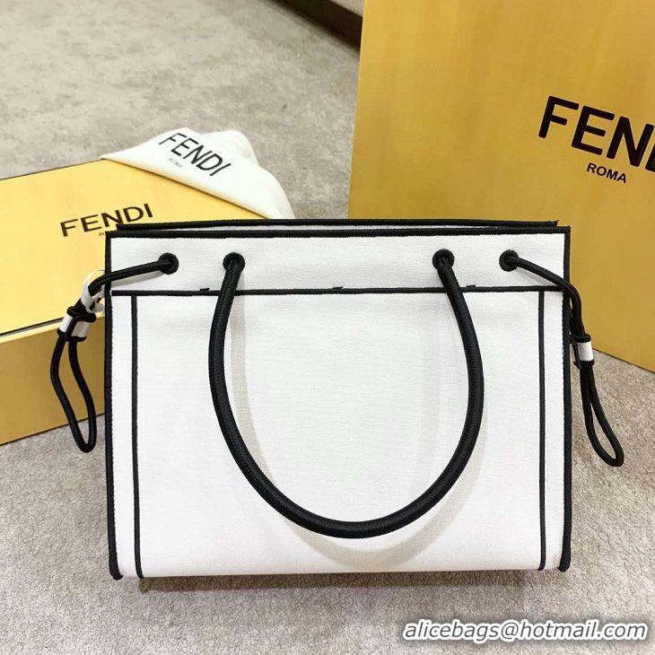 Top Quality Fendi Canvas Large Roma Shopper Tote F3101 White/Black 2020