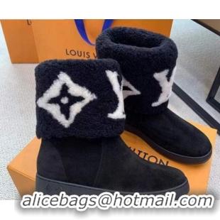 Best Price Louis Vuitton Calfskin Suede and Wool Flat Short Boots Monogram 92746