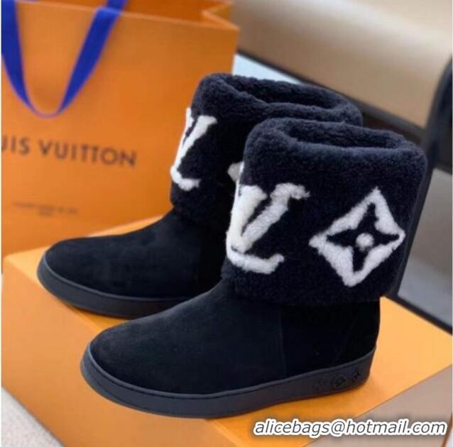 Best Price Louis Vuitton Calfskin Suede and Wool Flat Short Boots Monogram 92746