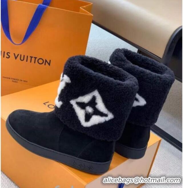 Best Price Louis Vuitton Calfskin Suede and Wool Flat Short Boots Monogram 92746