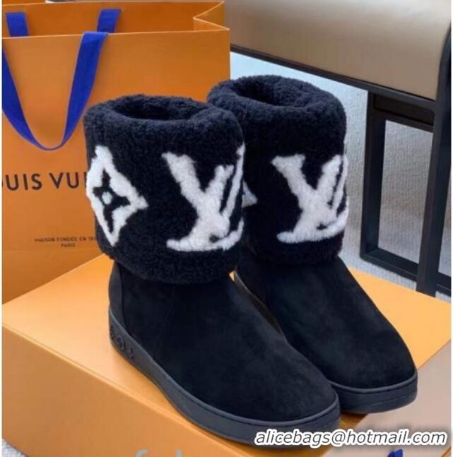 Best Price Louis Vuitton Calfskin Suede and Wool Flat Short Boots Monogram 92746