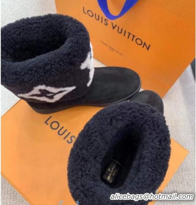 Best Price Louis Vuitton Calfskin Suede and Wool Flat Short Boots Monogram 92746