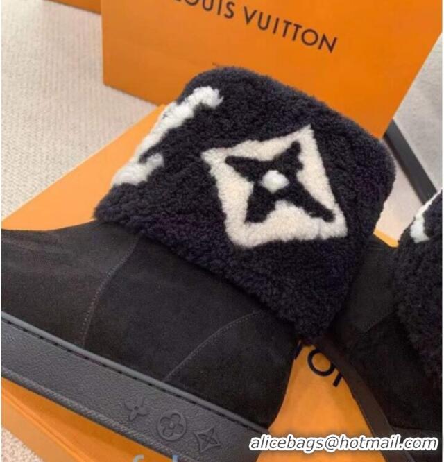 Best Price Louis Vuitton Calfskin Suede and Wool Flat Short Boots Monogram 92746