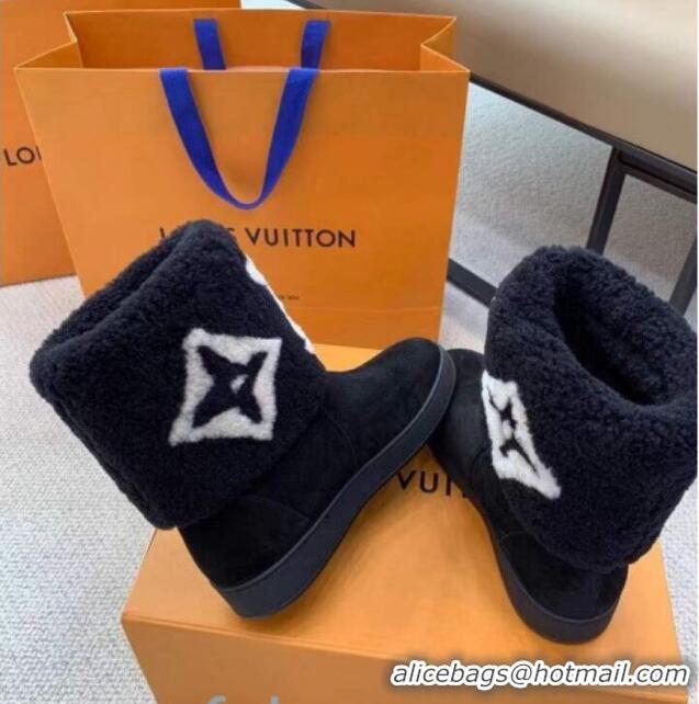 Best Price Louis Vuitton Calfskin Suede and Wool Flat Short Boots Monogram 92746