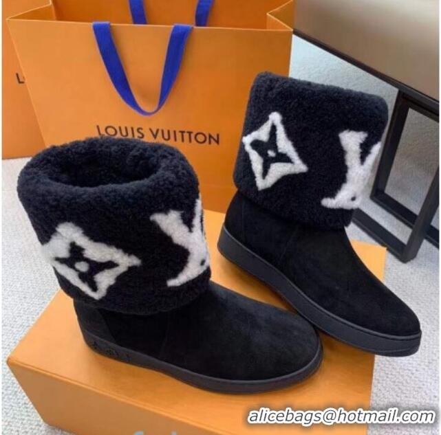 Best Price Louis Vuitton Calfskin Suede and Wool Flat Short Boots Monogram 92746