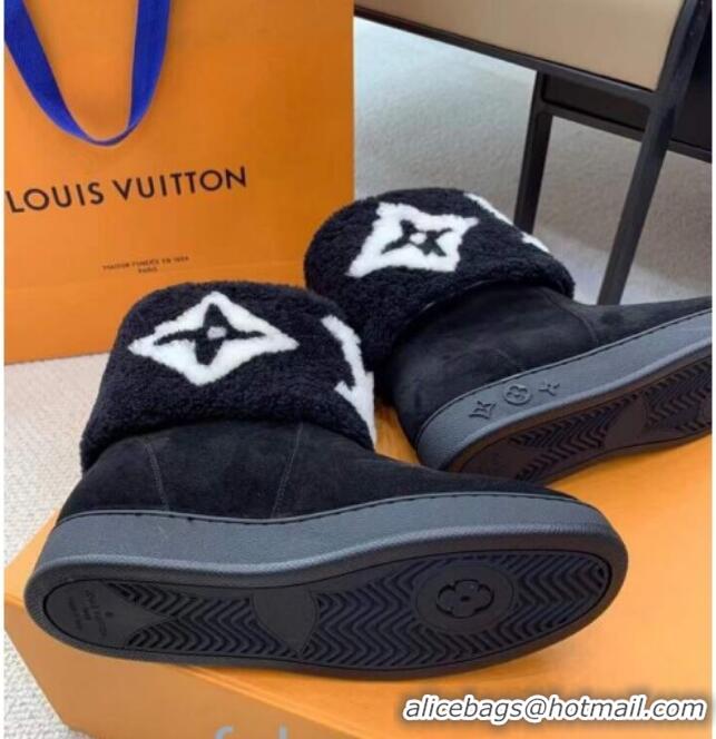 Best Price Louis Vuitton Calfskin Suede and Wool Flat Short Boots Monogram 92746