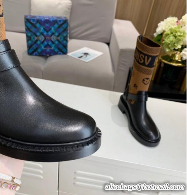 Affordable Price Louis Vuitton Monogram Knit Sock Short Boots with Buckle Strap 92750